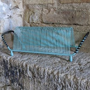 Baby Blue 45 record holder vintage black twist handles